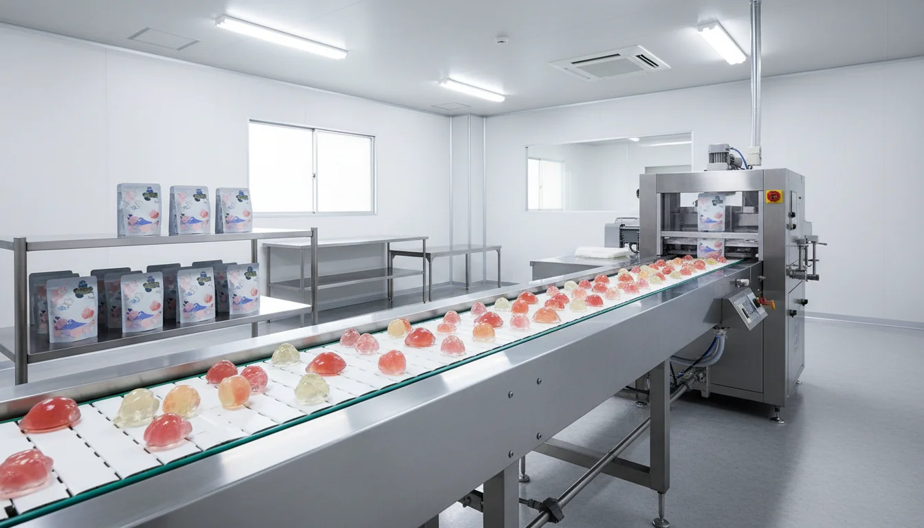 菓子を製造する工場内の衛生的な作業スペース